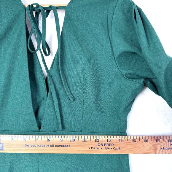 Commense Cotton Linen Button Front Midi Dress Womens M Deep Green NEW - Picture 5 of 8